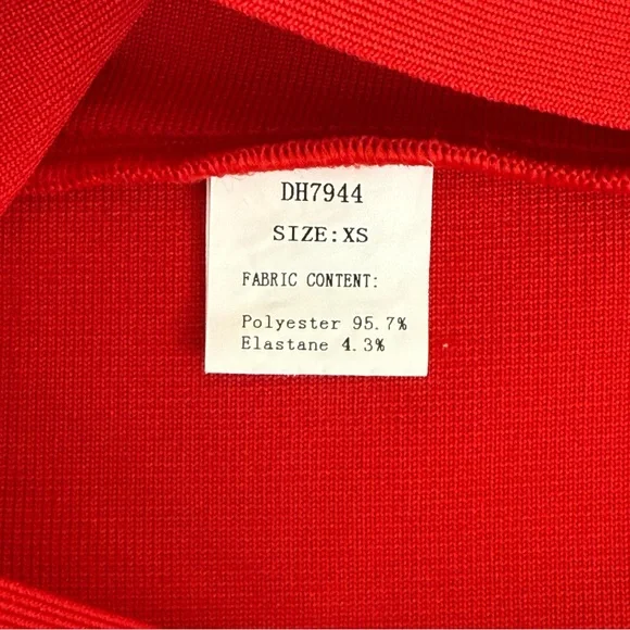 STYLE OF CB Red Midi Bodycon Dress w/ Maxi Length Tiered Fringe, Size XS - Picture 13 of 14